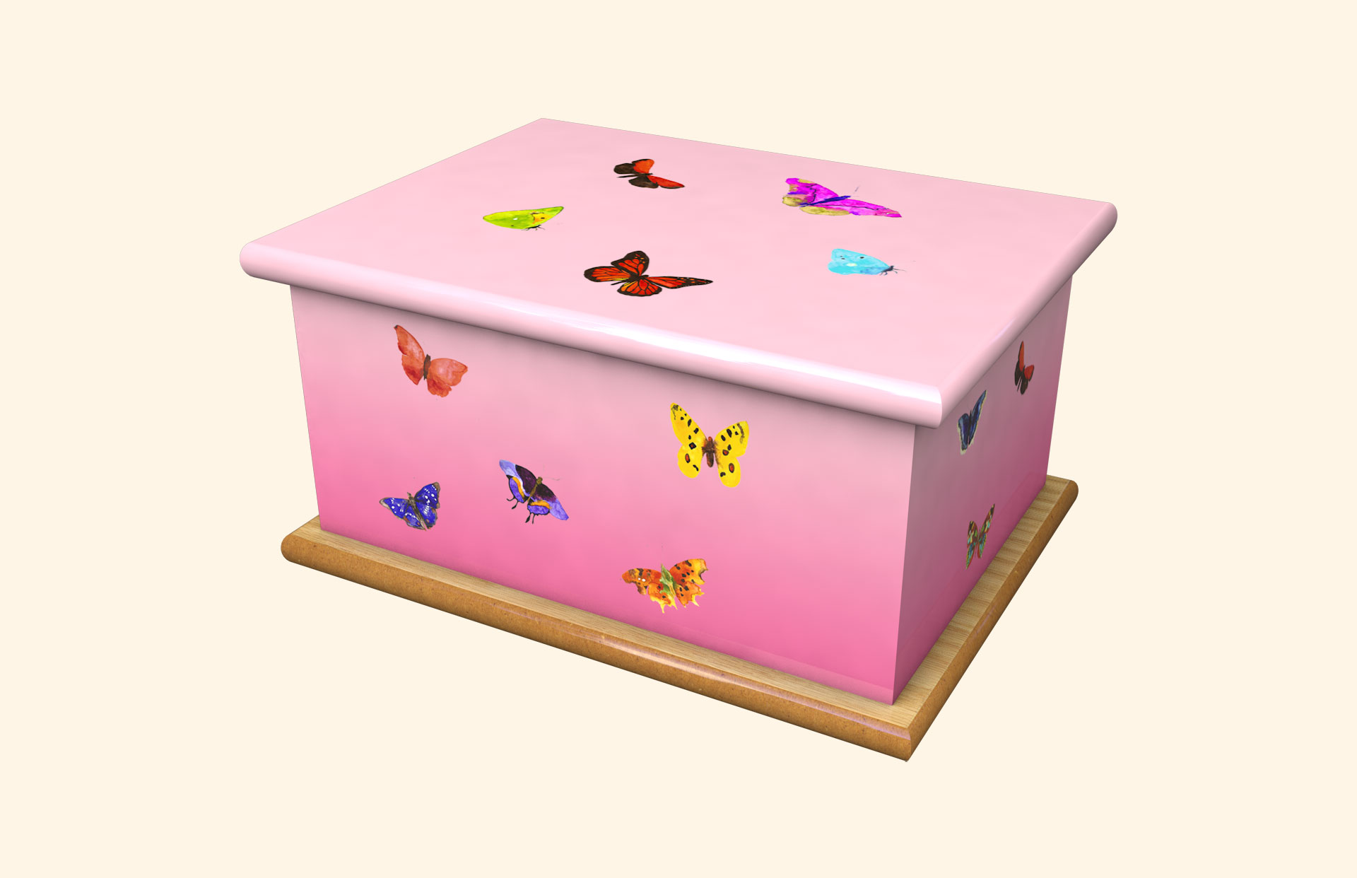 Pink with Butterflies adult ashes casket